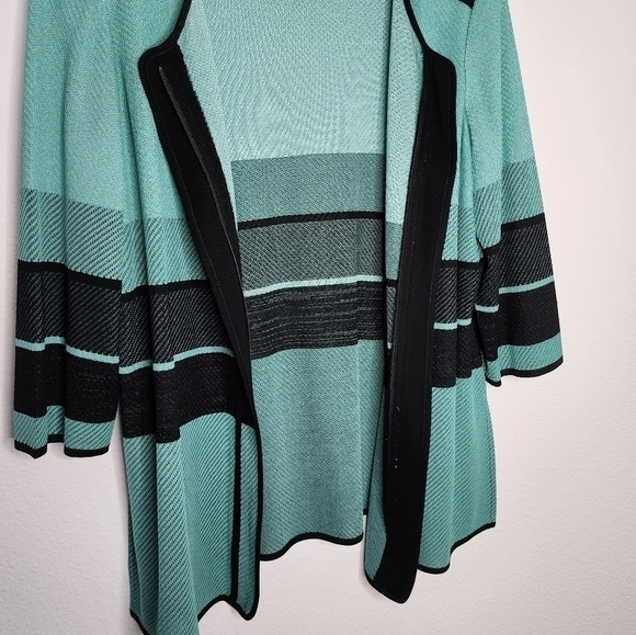 Ming Wang Full Zip Jacket Cardigan 3/4 Sleeves Mature Mint Green Black XL - Picture 5 of 13